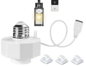 1Pack Light Socket Power Adapter for Wyze Cam v3/v4/v3 Pro/OG,Wyze Cam Pan v3, Blink Mini,E26 Socket USB Adapter 5V 2A for Security Camera,LED Strips Outdoor Indoor