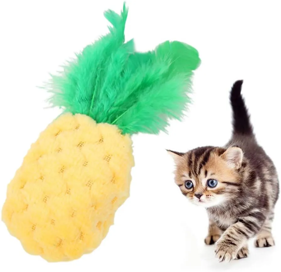 1Pc Yellow Pineapple Shape Cat Chew Toy - Cat Catnip Molar Toys Teeth Cleaning Toy Pet Bite Resistant Pet Supplies,Fun Toy for Cat Exercise Interactive Toys Cat Plush Playing Toy for Cat Kitten Pet