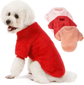 3-Pack Small Dog Sweaters for Small Dogs Boy & Girl - Puppy Clothes - XXS to XL & Cat Apparel - Velvet Warm Dog Jackets- Pet Sweatshirt & Coats for Winter (Large, Coral,Lightpink,Red)