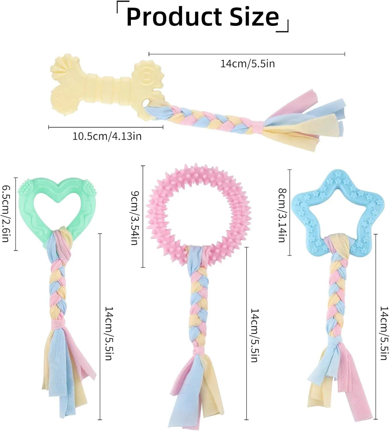 4 PCS Puppy Chew Toys for Teething Small Breed, Puppy Teething Ring, Soft Rubber Durable Dog Teething Toys, Rope Dog Toys, Funny Interactive Toy, Puppy Toys for Small Puppies, Dog Toys Set (Style 4)