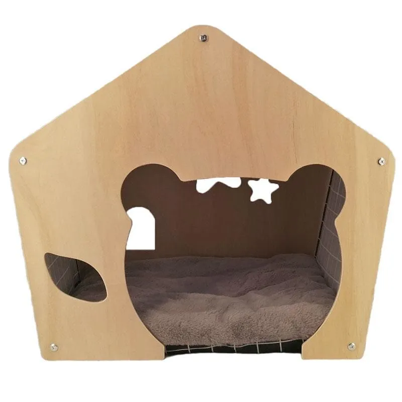 Aa Pet Checkered Black Wooden House