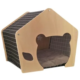 Aa Pet Checkered Black Wooden House