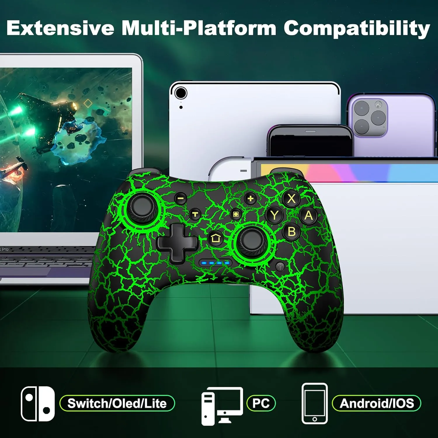 AIfasterfly Wireless Switch Controllers for Nintendo Switch/Lite/OLED, Rechargeable Switch Pro Controller with Adjustable Light, Vibration, Turbo, Wake-up, Screenshot, Wired for PC Gaming Controller