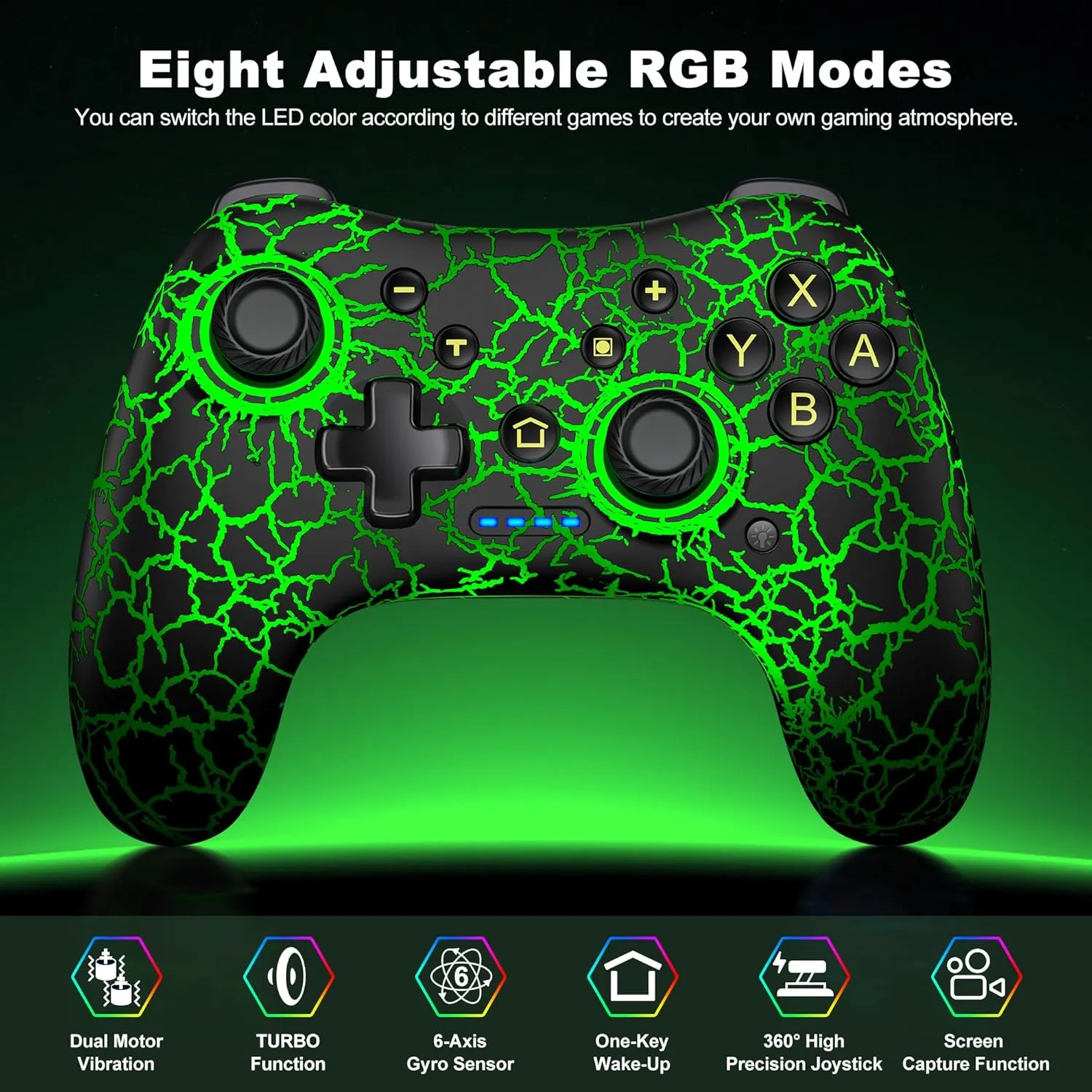 AIfasterfly Wireless Switch Controllers for Nintendo Switch/Lite/OLED, Rechargeable Switch Pro Controller with Adjustable Light, Vibration, Turbo, Wake-up, Screenshot, Wired for PC Gaming Controller