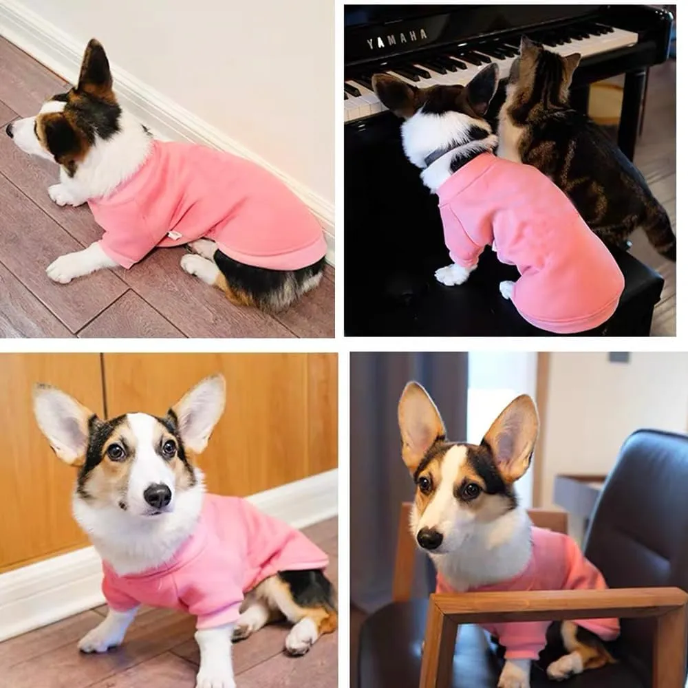 ANIAC Pink Dog Sweater with Long Sleeves and Fleece - Warm Puppy Sweatshirt for Medium Dogs (2-44 lbs) - Boy or Girl (Pink, X-Large)
