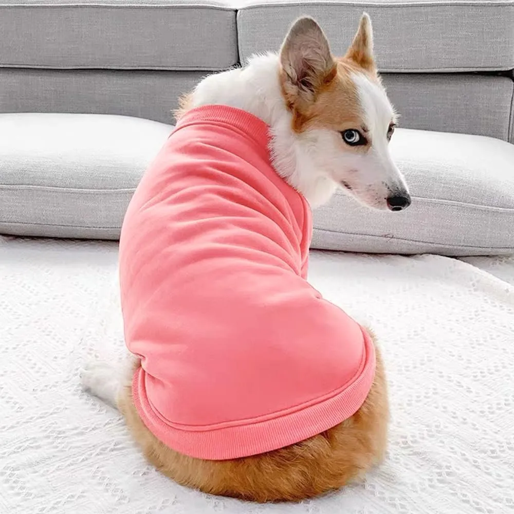 ANIAC Pink Dog Sweater with Long Sleeves and Fleece - Warm Puppy Sweatshirt for Medium Dogs (2-44 lbs) - Boy or Girl (Pink, X-Large)