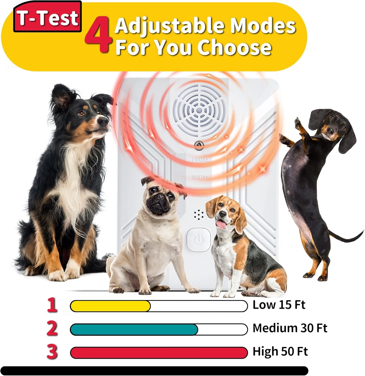 Anti Barking Device, 3 Modes Ultrasonic Dog Bark Deterrent Devices, 50FT Effective Range Rechargeable Anti Barking Device for Dogs, Dog Barking Silencer for Almost Dogs Indoor Outdoor