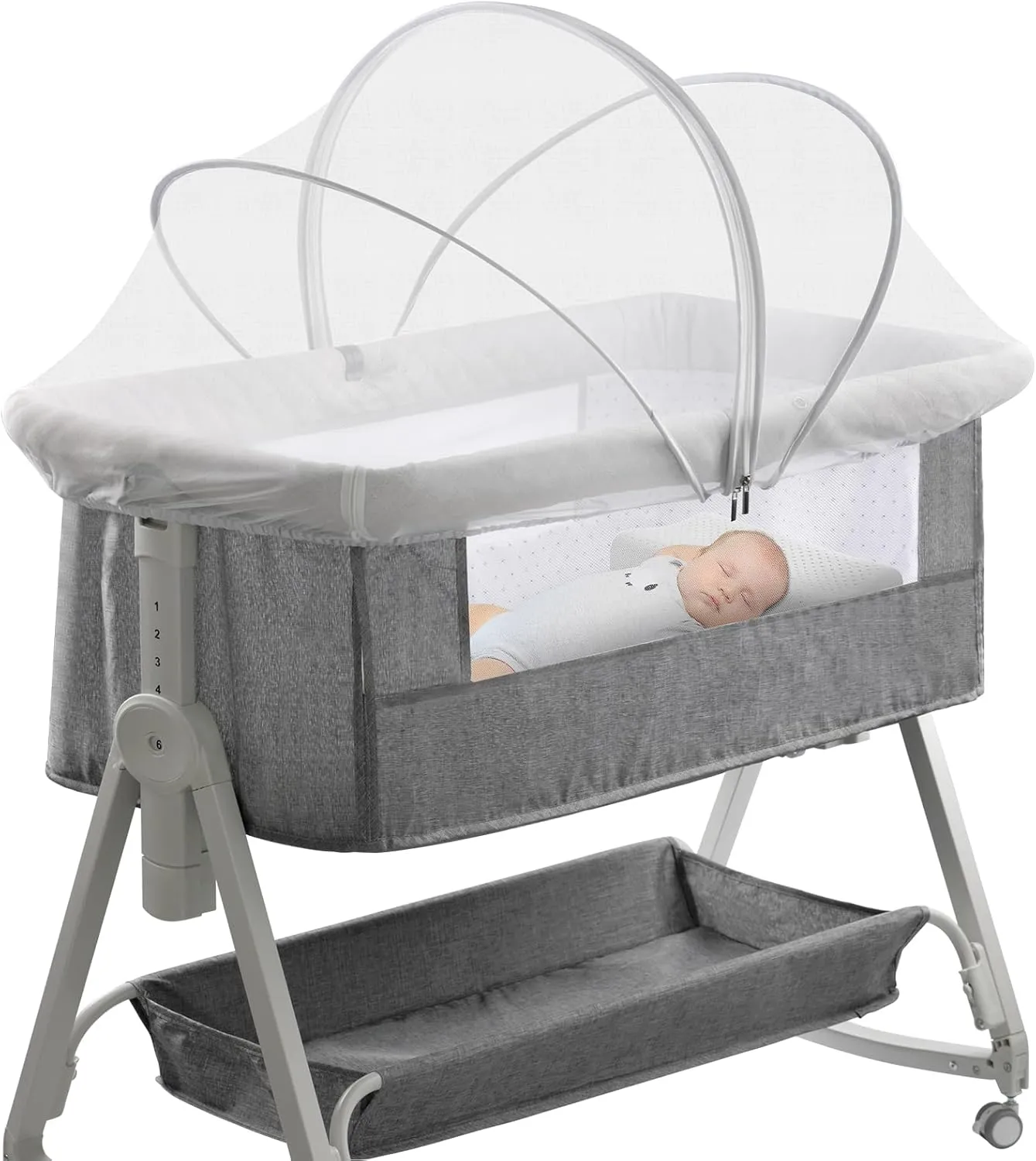 Bassinet Cover Mosquito Net for Crib, Bassinet with Cover Prevents Entry of Insects/Pets, Crib Mesh for Bedside Sleeper/Crib/Travel Crib (White-Small)
