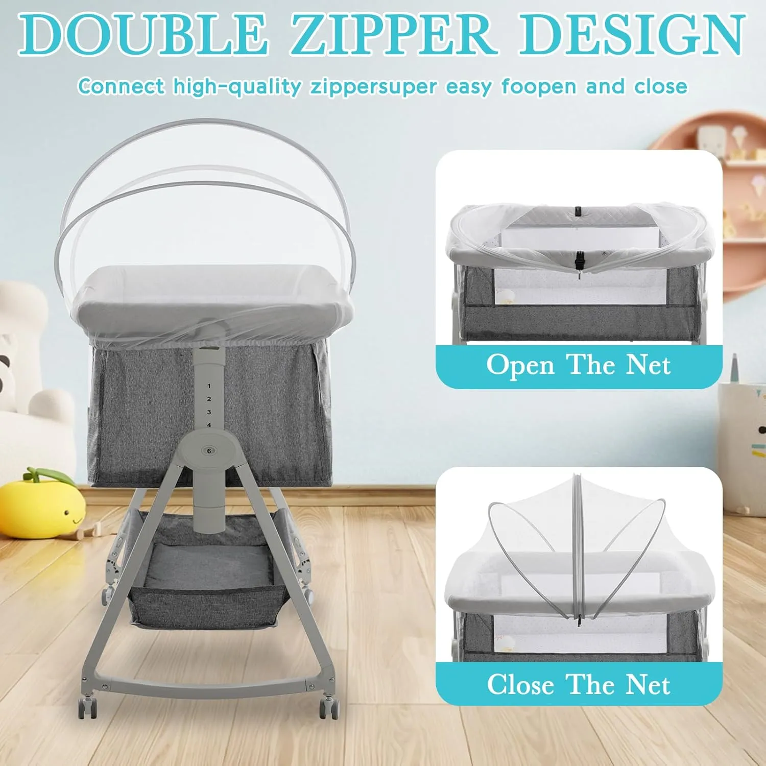 Bassinet Cover Mosquito Net for Crib, Bassinet with Cover Prevents Entry of Insects/Pets, Crib Mesh for Bedside Sleeper/Crib/Travel Crib (White-Small)
