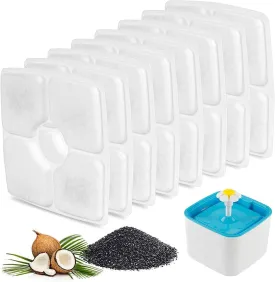 Cat Fountain Filter Replacement, Cat Water Filters with Three Stage Filtration System for 84oz/ 2.5L Automatic Pet Fountain Dog Water Dispenser, 8 Packs