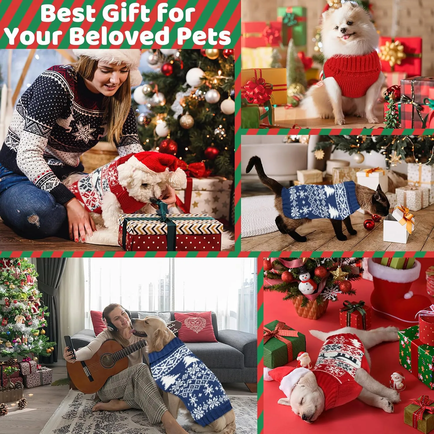 Christmas Dog Sweaters for Small Large Dogs Girl, Soft Warm Pup Dogs Shirt, Turtleneck Dog Sweaters for Medium Large Dogs, Double Knitting Collar for Outdoors Playing, Warm Dog Cat Clothes Blue XL