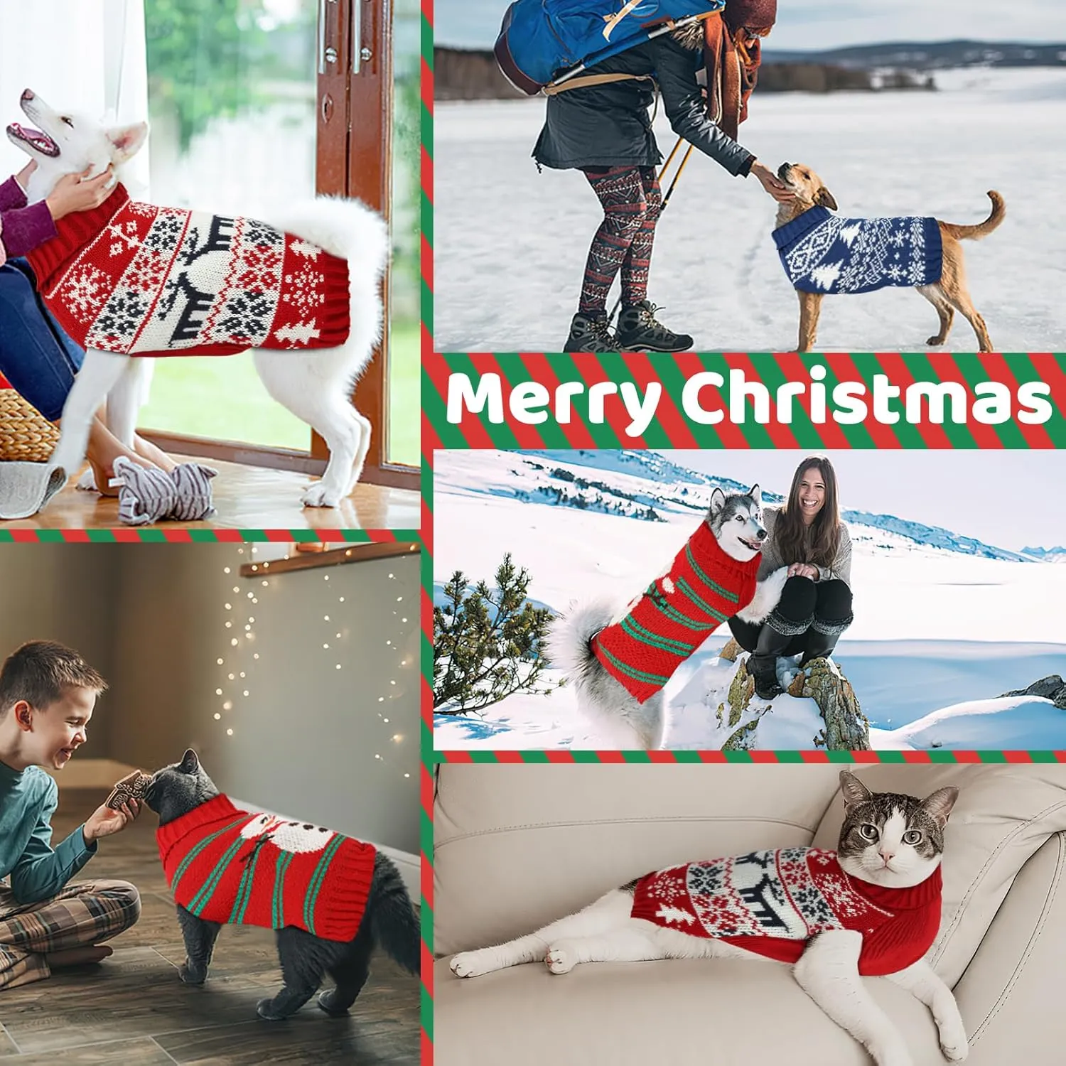 Christmas Dog Sweaters for Small Large Dogs Girl, Soft Warm Pup Dogs Shirt, Turtleneck Dog Sweaters for Medium Large Dogs, Double Knitting Collar for Outdoors Playing, Warm Dog Cat Clothes Blue XL