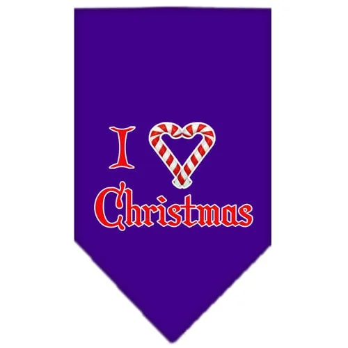 Christmas Pet and Dog Bandana Screen Printed, "I Heart Christmas"