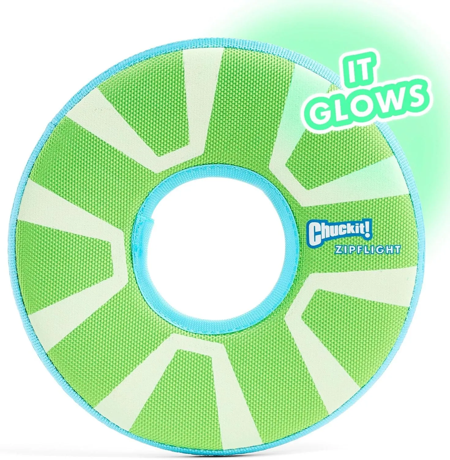 Chuckit! Max Glow Zipflight Flying Disc Dog Toy - Water Floating Flyer for Beach and Pool - Durable Polyester Construction - For Medium and Large Dogs - Size Medium - 8.5 L x 8.5 W - Pack of 1