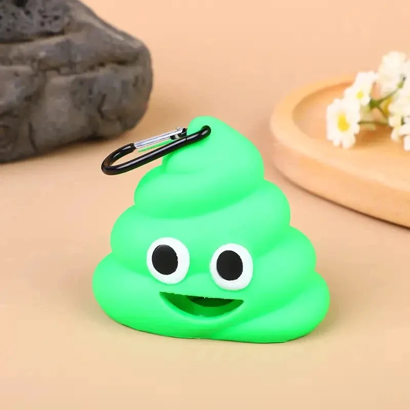 Creative Poop Shaped Pet Poop Waste Bag Dispenser | Portable Pet Bin Bag Holder with Clip Pet Dog Leash Outdoor Walking and Travel