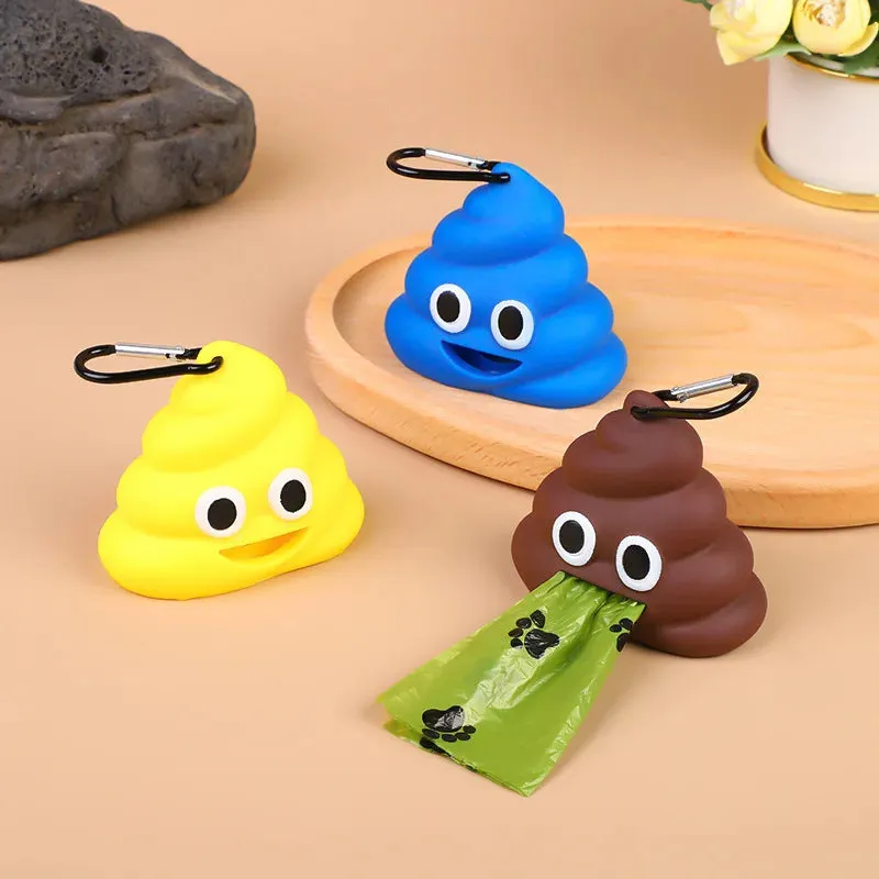 Creative Poop Shaped Pet Poop Waste Bag Dispenser | Portable Pet Bin Bag Holder with Clip Pet Dog Leash Outdoor Walking and Travel