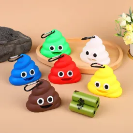 Creative Poop Shaped Pet Poop Waste Bag Dispenser | Portable Pet Bin Bag Holder with Clip Pet Dog Leash Outdoor Walking and Travel