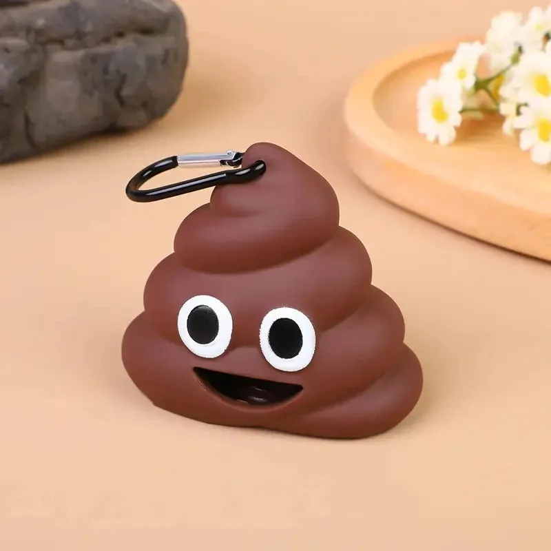 Creative Poop Shaped Pet Poop Waste Bag Dispenser | Portable Pet Bin Bag Holder with Clip Pet Dog Leash Outdoor Walking and Travel