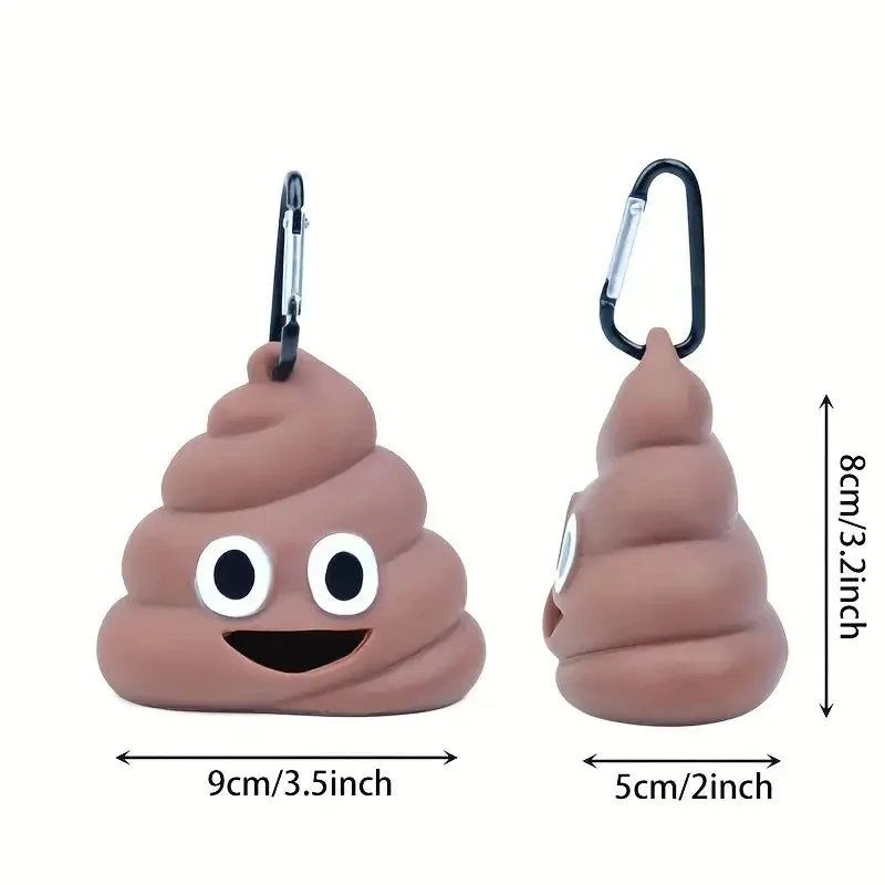 Creative Poop Shaped Pet Poop Waste Bag Dispenser | Portable Pet Bin Bag Holder with Clip Pet Dog Leash Outdoor Walking and Travel