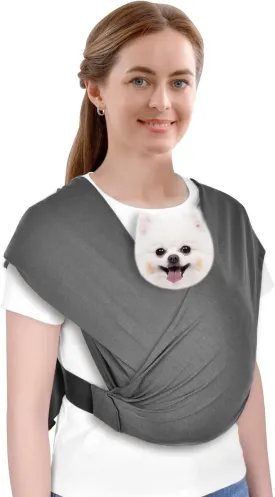 CUBY Swaddle Dog Sling Carrier for Small Dogs, Front Pet Sling Carrier Chest,Hands Free Adjustable Cat Sling Carrier Soft Cotton Reducing Pain Puppy Sling Carrier for Small Pet Up to 10lb (Dark Gray)