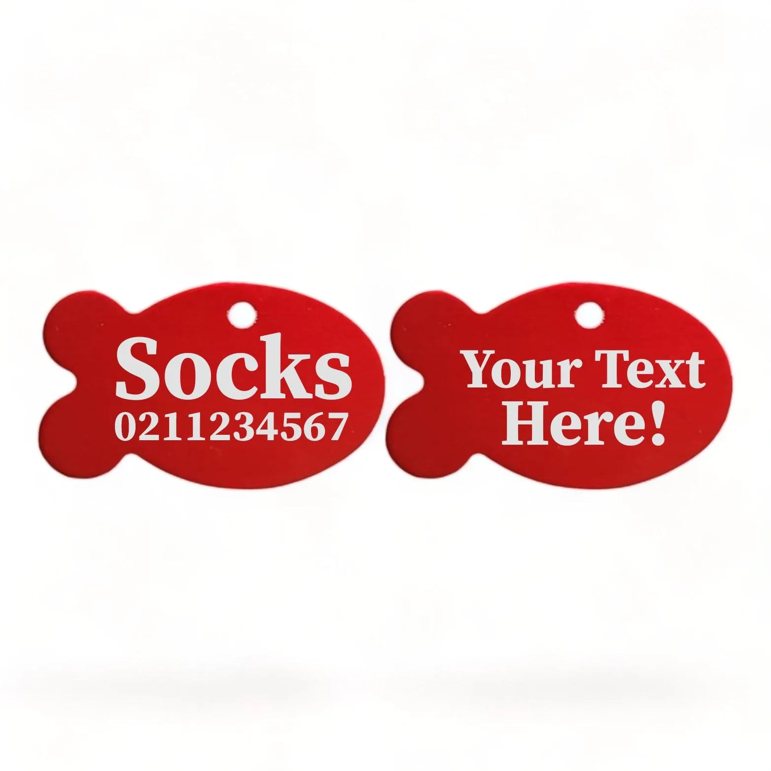 Custom Text | Fish Aluminum | Cat, Kitten & Dog ID Pet Tag