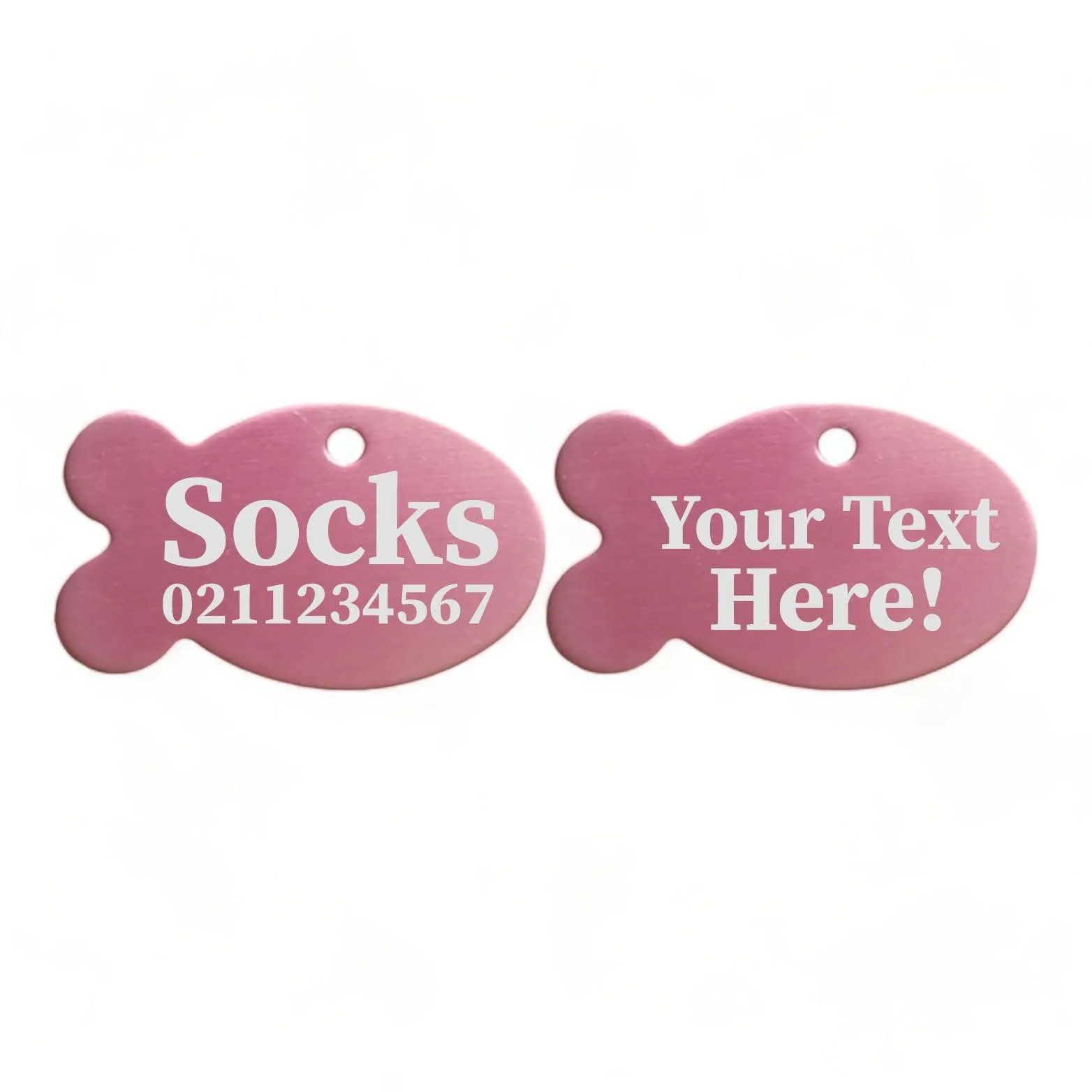 Custom Text | Fish Aluminum | Cat, Kitten & Dog ID Pet Tag