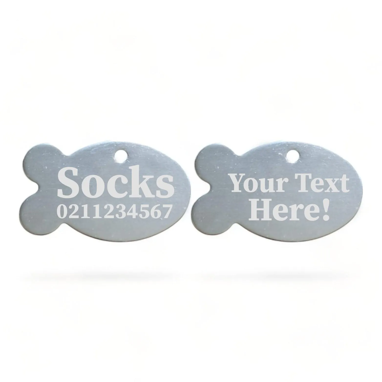 Custom Text | Fish Aluminum | Cat, Kitten & Dog ID Pet Tag