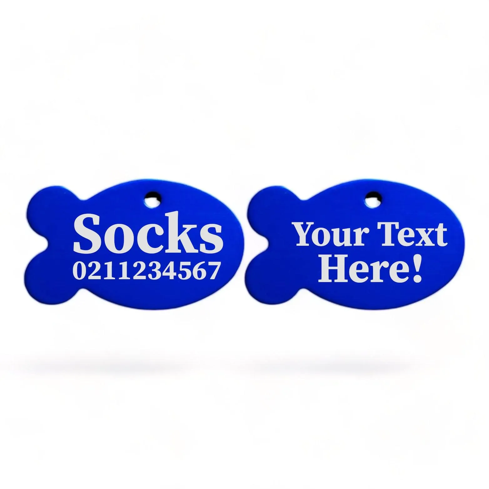 Custom Text | Fish Aluminum | Cat, Kitten & Dog ID Pet Tag