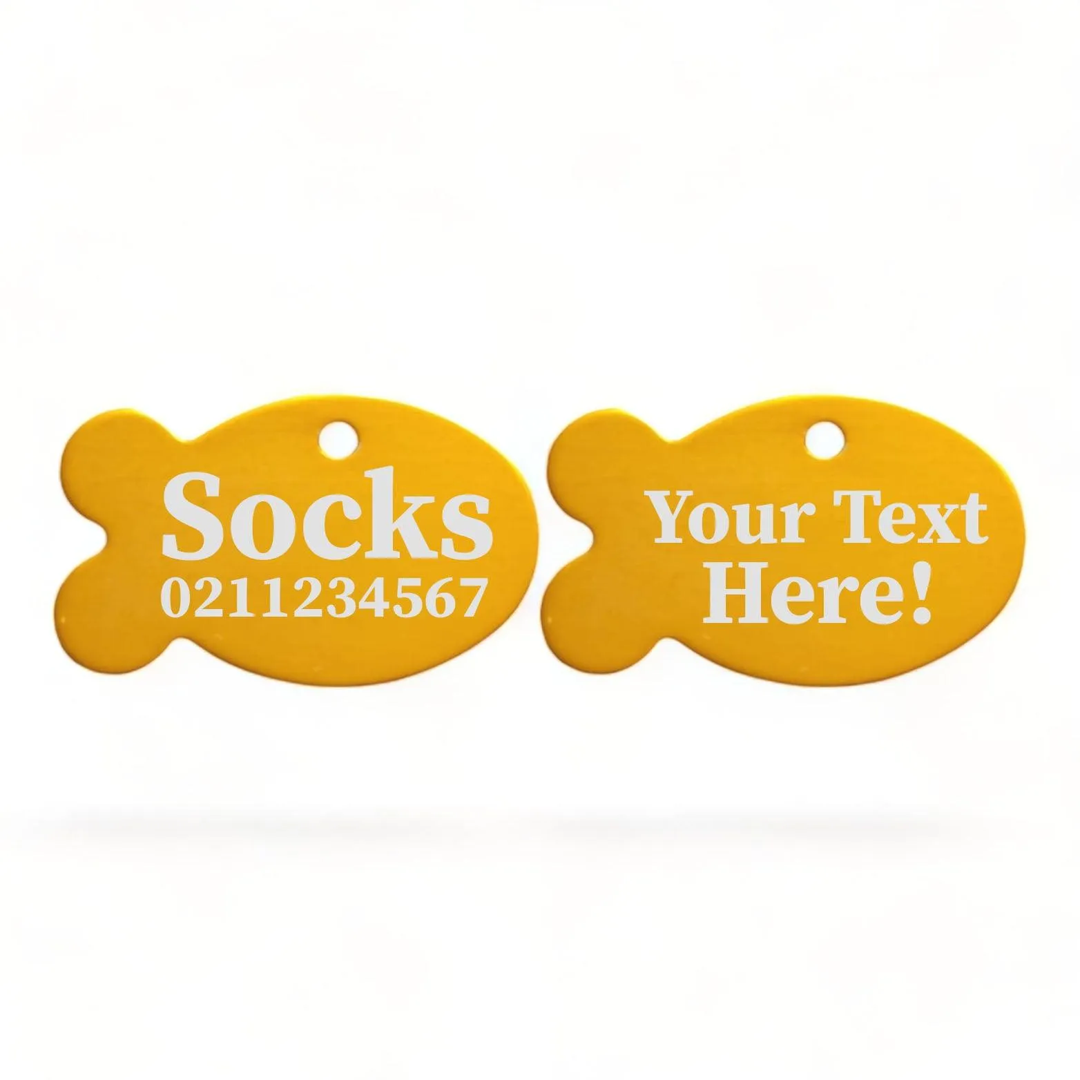 Custom Text | Fish Aluminum | Cat, Kitten & Dog ID Pet Tag