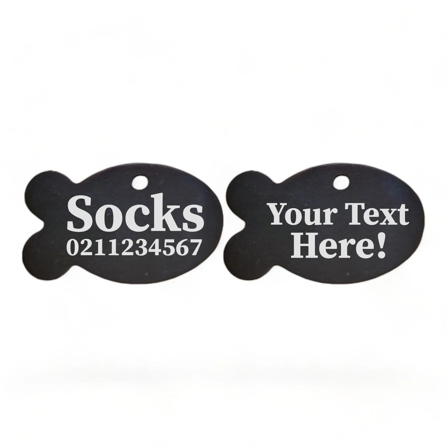 Custom Text | Fish Aluminum | Cat, Kitten & Dog ID Pet Tag