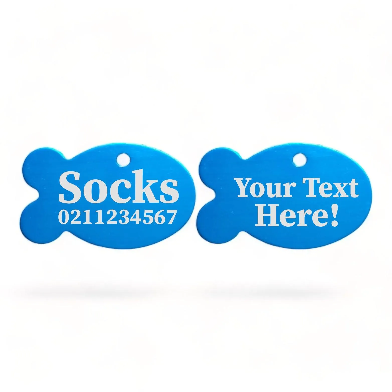 Custom Text | Fish Aluminum | Cat, Kitten & Dog ID Pet Tag