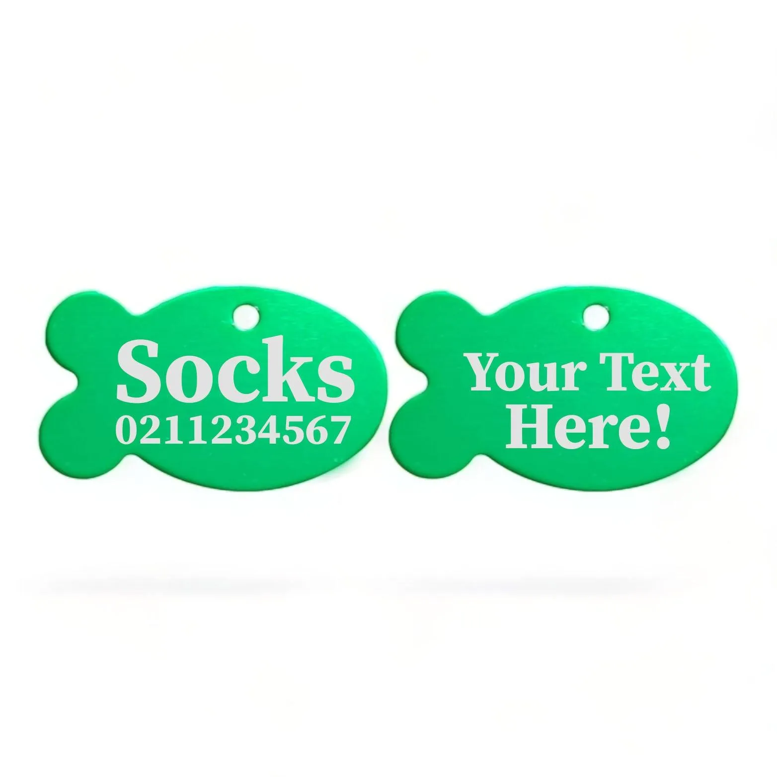 Custom Text | Fish Aluminum | Cat, Kitten & Dog ID Pet Tag