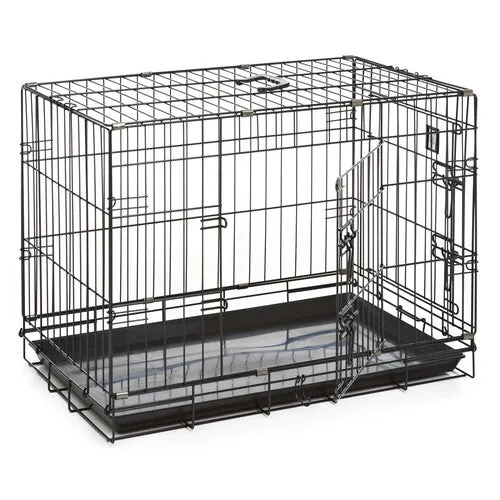 Dog Life Dog Crate Double Door Black Small 24in