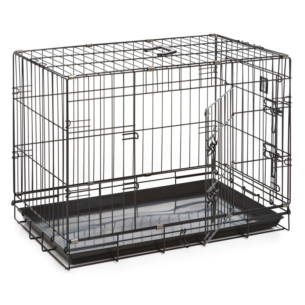 Dog Life Dog Crate Double Door Black Small 24in