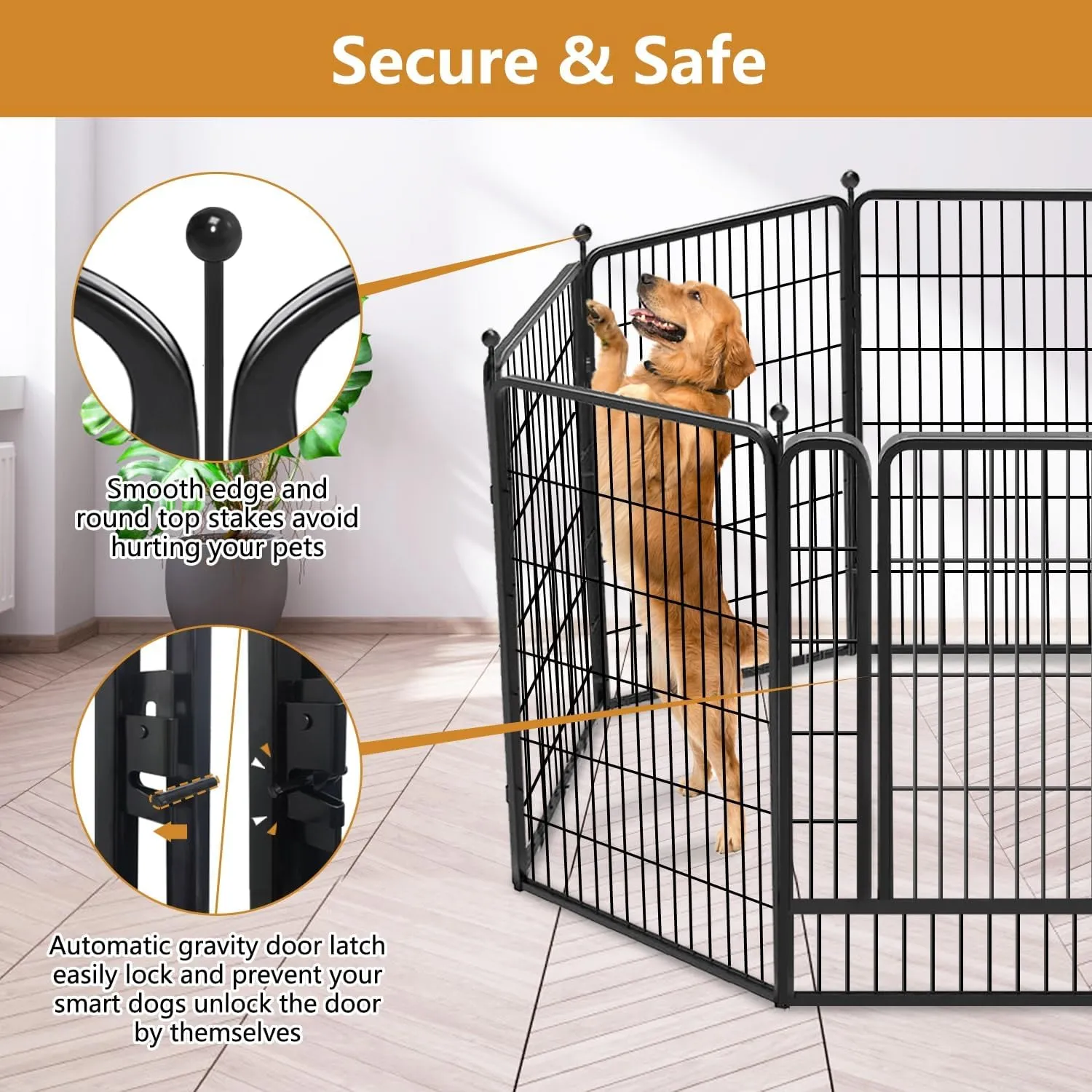 Dog Pen Portable Dog Fence Dog Playpen for Large Dogs, 40" Tall Dog Playpen Dog Fencing Outdoor 30 Panels Black Metal Dog Play Pens Exercise Fencing with Door Pet Play Pen for Camping, Yard