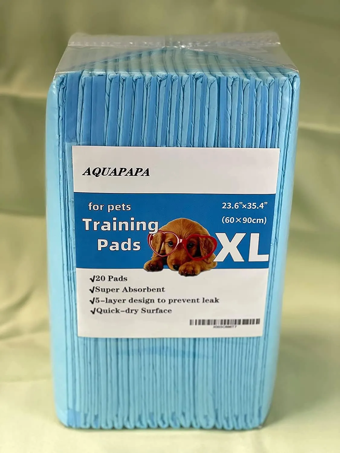 Dog Puppy Pee Pads for Potty Training and Travel, Leak-Proof, High Absorbency, Quick-Dry (Standard, (XL) 23.6"x 35.4" Pack of 20)