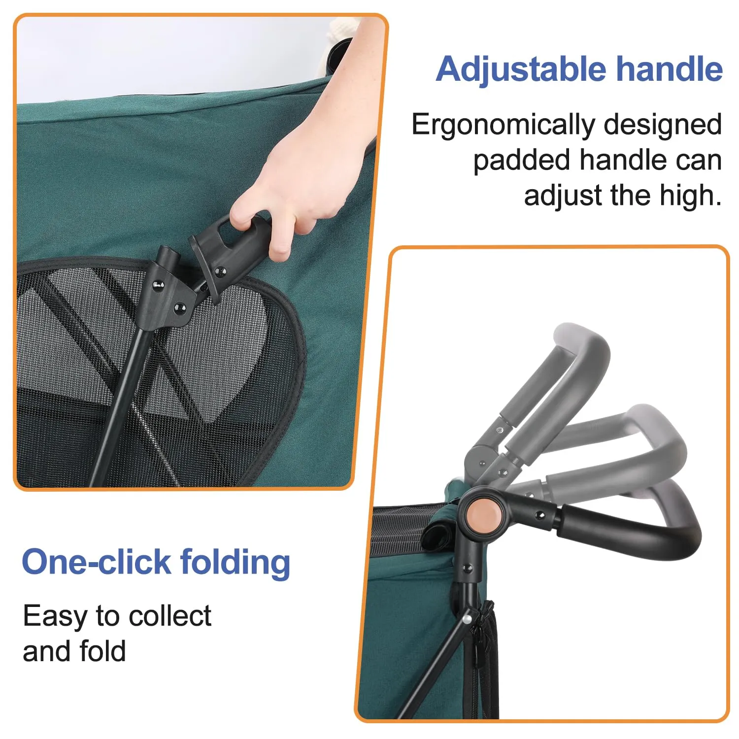Dog Stroller Pet, Foldable Cart with 4 Wheels, Mesh Skylight Pet Stroller for Small to Large Dogs and Other Pet Travel, Storage Space Pet Can Easily Walk Outoor (Dark Green)