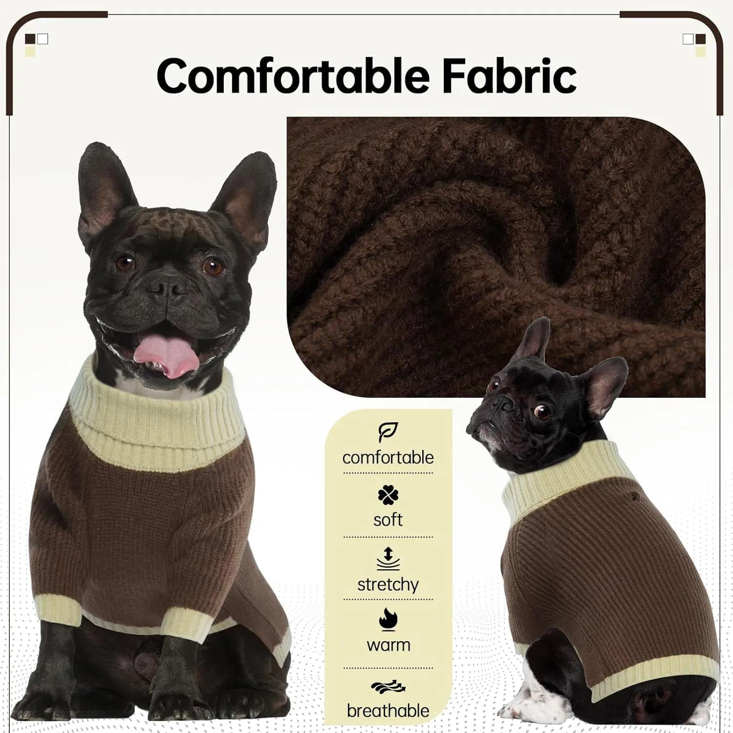 Dog Sweater, Extra Large Dog Sweater, Christmas Dog Sweater Large Breed, Turtleneck Dog Sweaters Knitwear Boys Girls, Classic Cable Knit Dog Pullover Sweater, Golden Retriever (Camel 2XL)