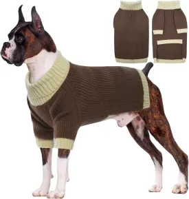 Dog Sweater, Extra Large Dog Sweater, Christmas Dog Sweater Large Breed, Turtleneck Dog Sweaters Knitwear Boys Girls, Classic Cable Knit Dog Pullover Sweater, Golden Retriever (Camel 2XL)