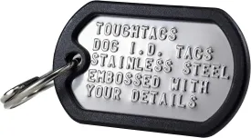 Dog Tags for Dogs, Custom Dog Collar ID Tag Personalized for Pets - Super Tough, Quiet Embossed Military Style Stainless Steel Dog Name tag (Black)
