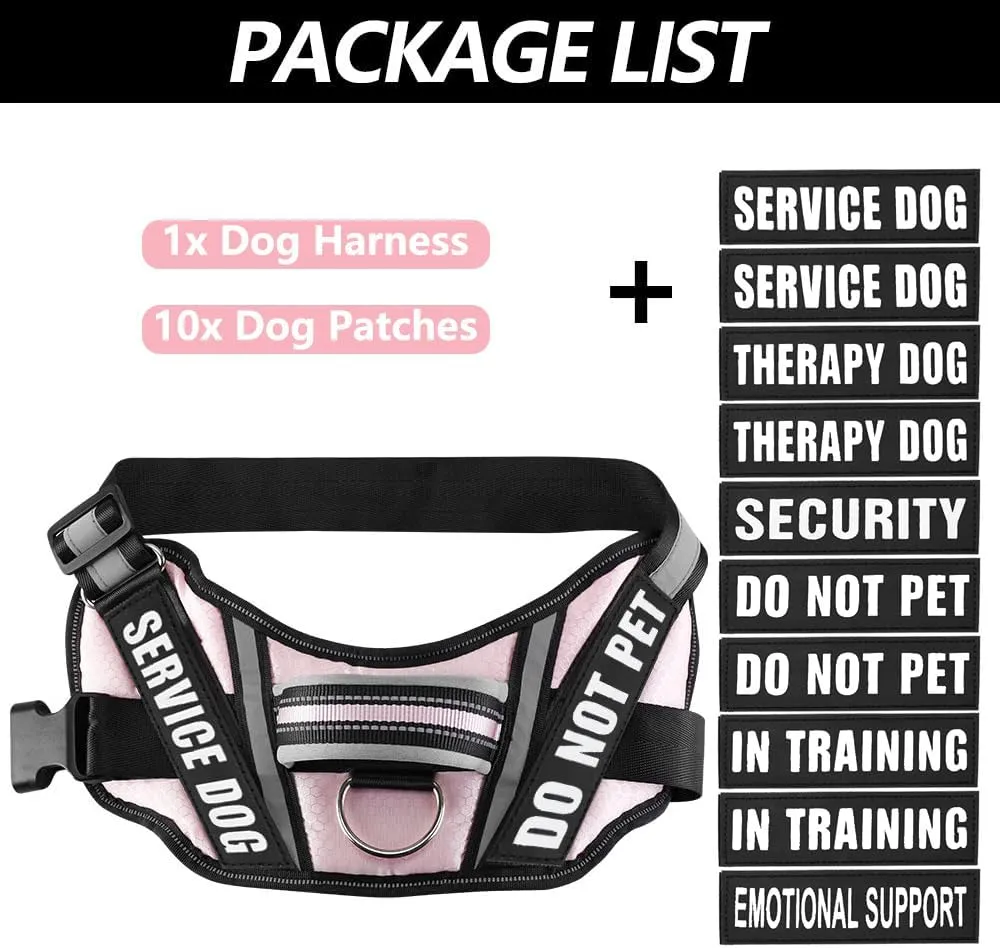 Dog Vest Harness and Patches Set, Animire in Training Service Dog Harness with 10 Dog Patches, Reflective Dog Vest with Handle for Small, Medium, Large, and Extra-Large Dogs