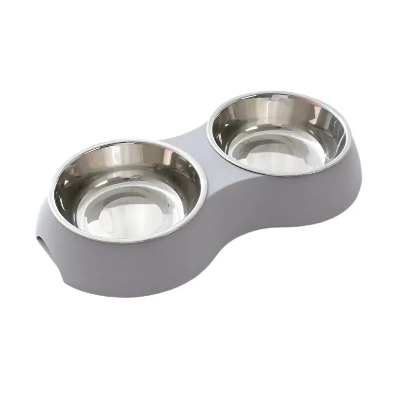 Double Pet Food and Water Bowl – Stainless Steel Dog and Cat Feeding Station