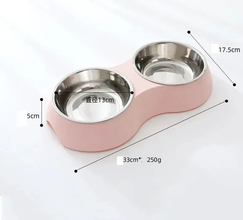 Double Pet Food and Water Bowl – Stainless Steel Dog and Cat Feeding Station