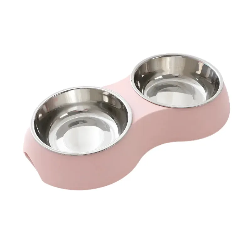 Double Pet Food and Water Bowl – Stainless Steel Dog and Cat Feeding Station