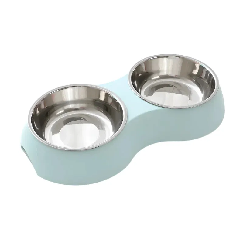 Double Pet Food and Water Bowl – Stainless Steel Dog and Cat Feeding Station