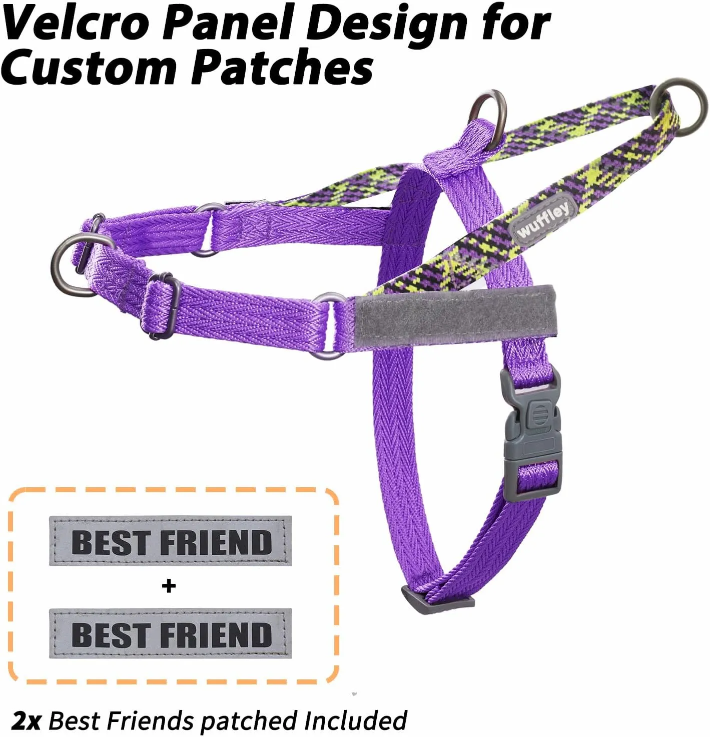 Easy Walk Dog Harness and Leash Set, Freedom No Pull Harness with 2 Patches,Escape Proof/Quick Fit to Adjust Dog Vest Harness,Easy for Training Walking for Small,Medium & Large Dogs(Purple,M)
