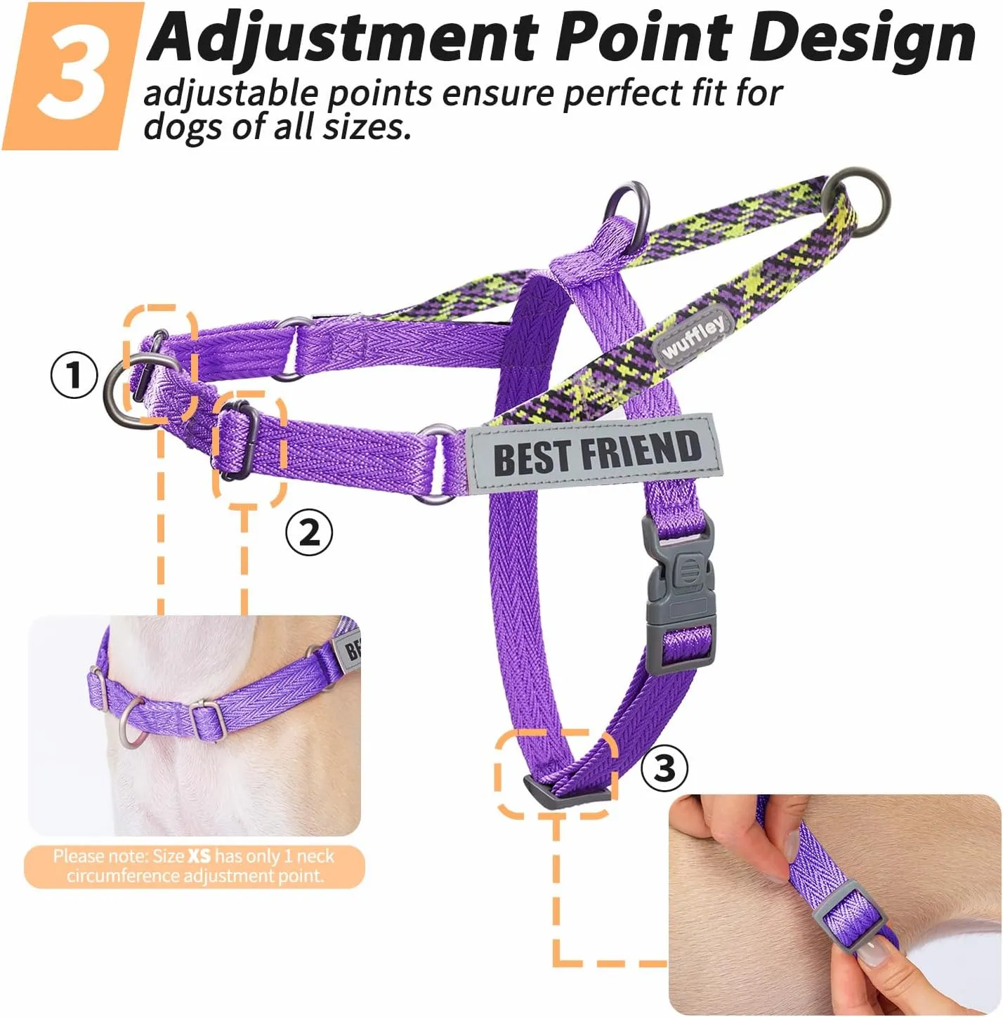 Easy Walk Dog Harness and Leash Set, Freedom No Pull Harness with 2 Patches,Escape Proof/Quick Fit to Adjust Dog Vest Harness,Easy for Training Walking for Small,Medium & Large Dogs(Purple,M)