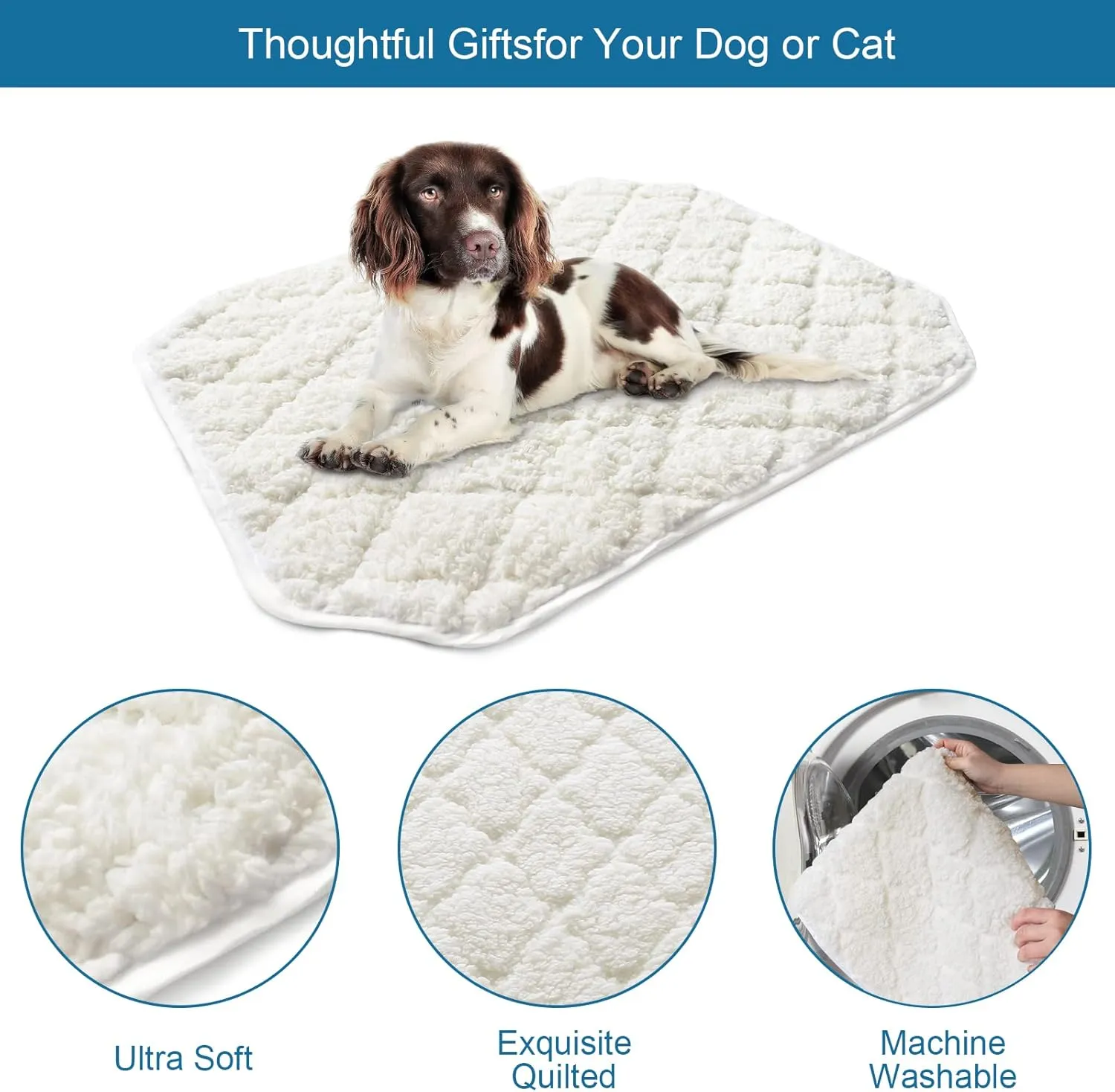 Elevated 2 Pack Soft Plush Dog/Cat Beds Pad, Waterproof with Corner Straps, Machine Washable (Pad Only, Bed not Included)