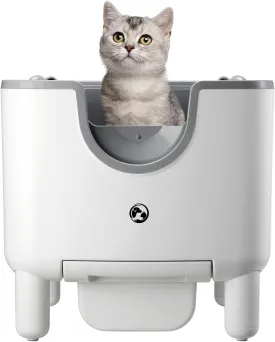 F6 Self-Cleaning Litter Box - Open-Top Automatic Cat Litter Box with Odor Control, Safety Features, and Easy Maintenance
