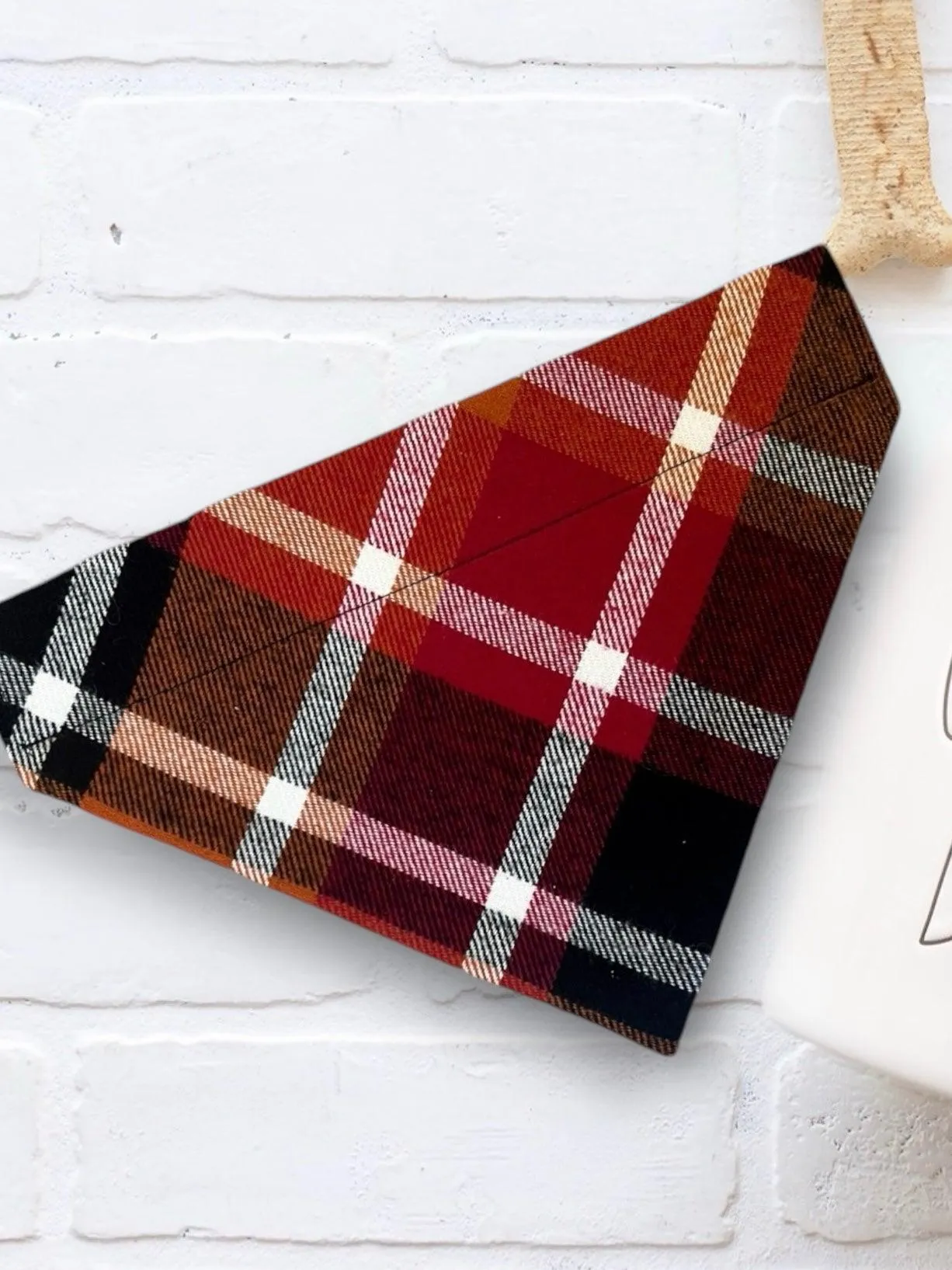 Fall Orange Plaid Dog Bandana or Cat Bandana